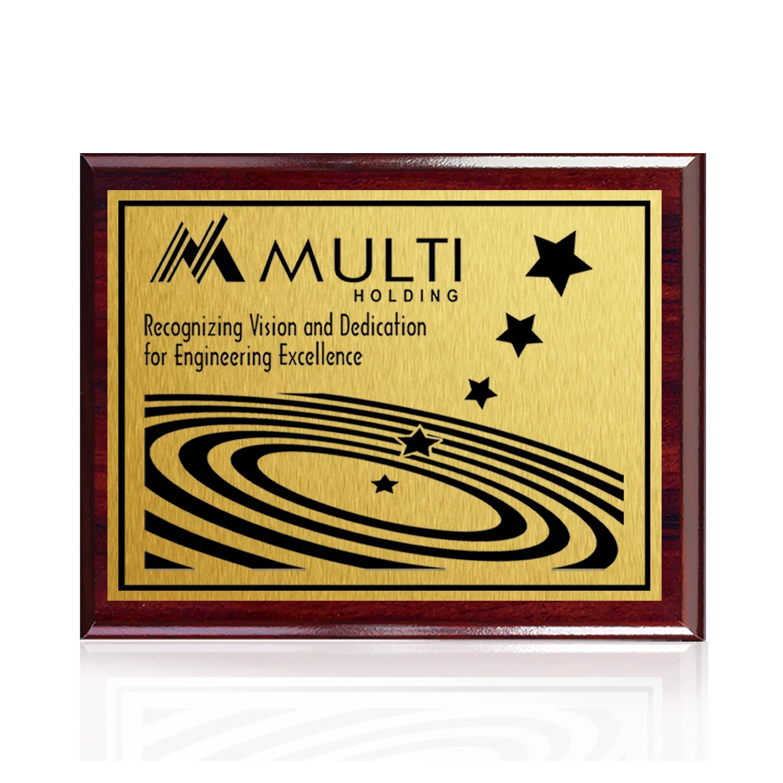 Personalized Heat-Fused Aluminum Sublimation Wall Plaque on Black Wood for company anniversary events