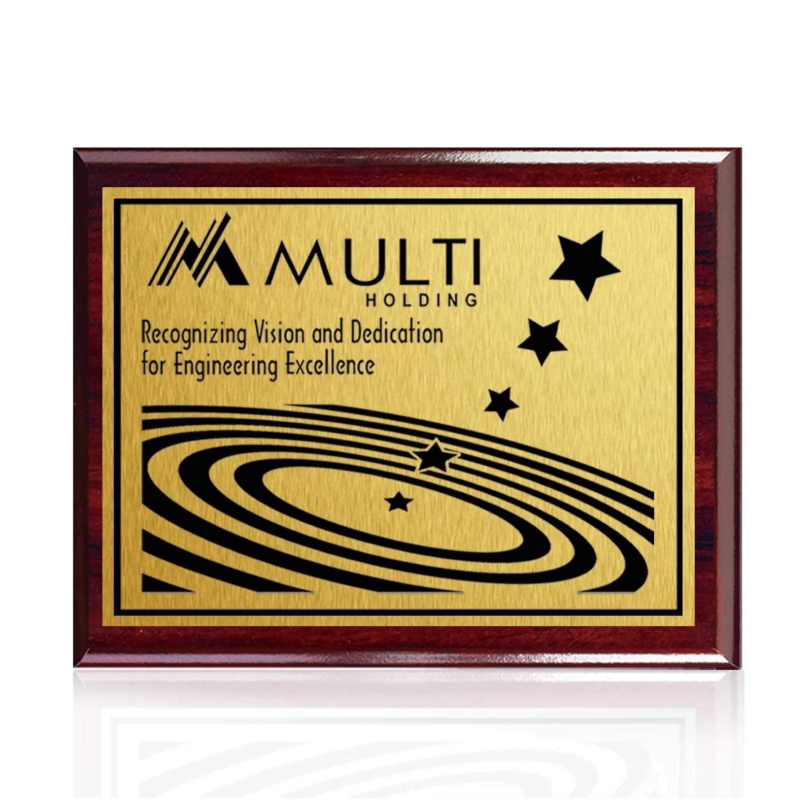 Promotional Heat-Fused Aluminum Sublimation Wall Plaque on Black Wood for employee recognition