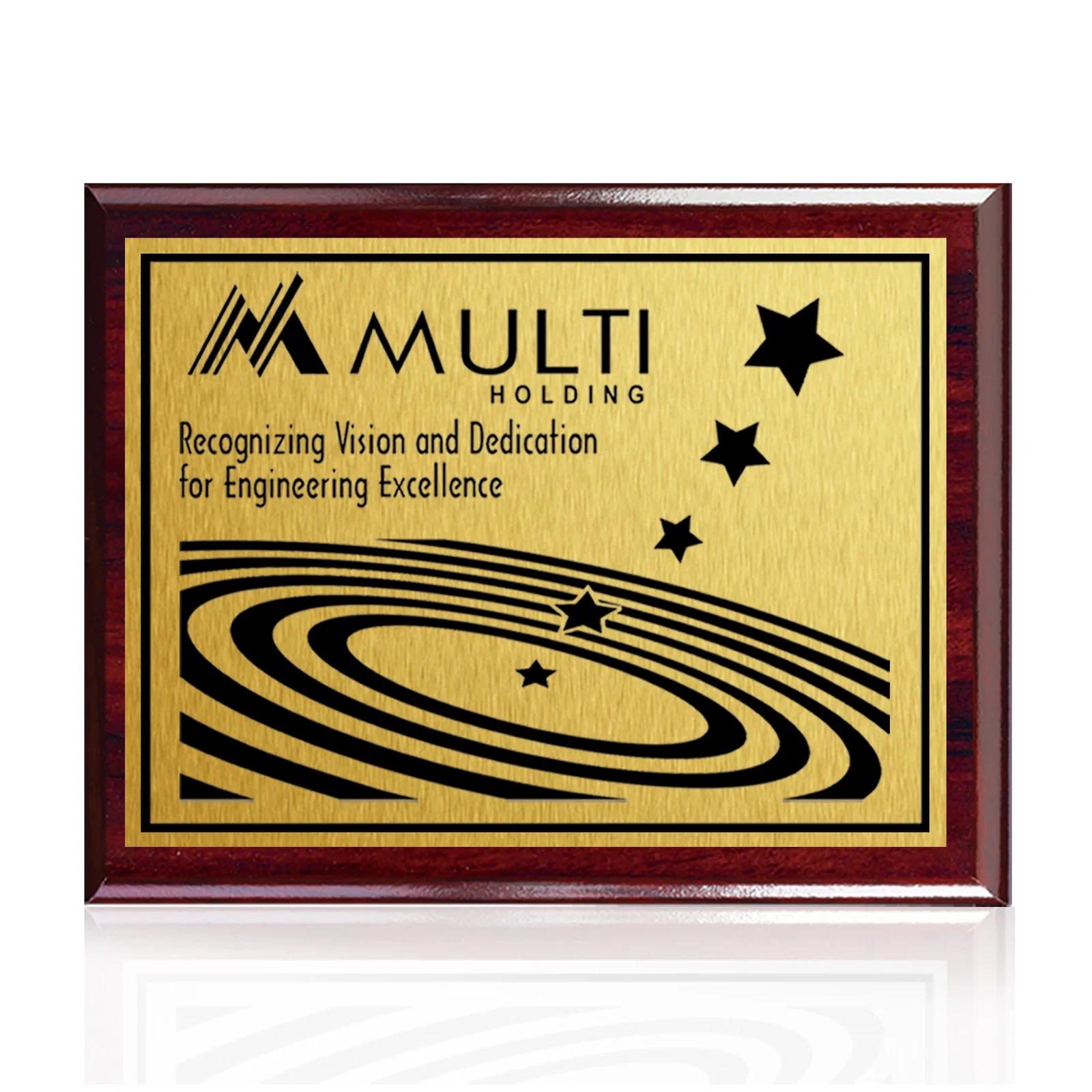 Promotional Heat-Fused Aluminum Sublimation Wall Plaque on Black Wood for corporate award ceremonies