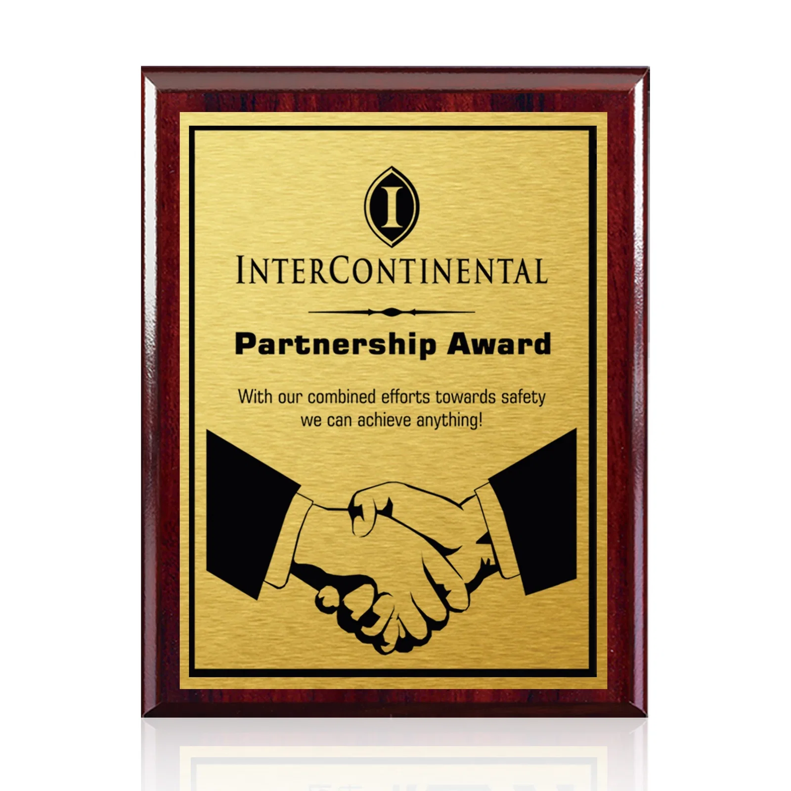 Promotional Heat-Fused Aluminum Sublimation Wall Plaque on Black Wood for sales achievement awards
