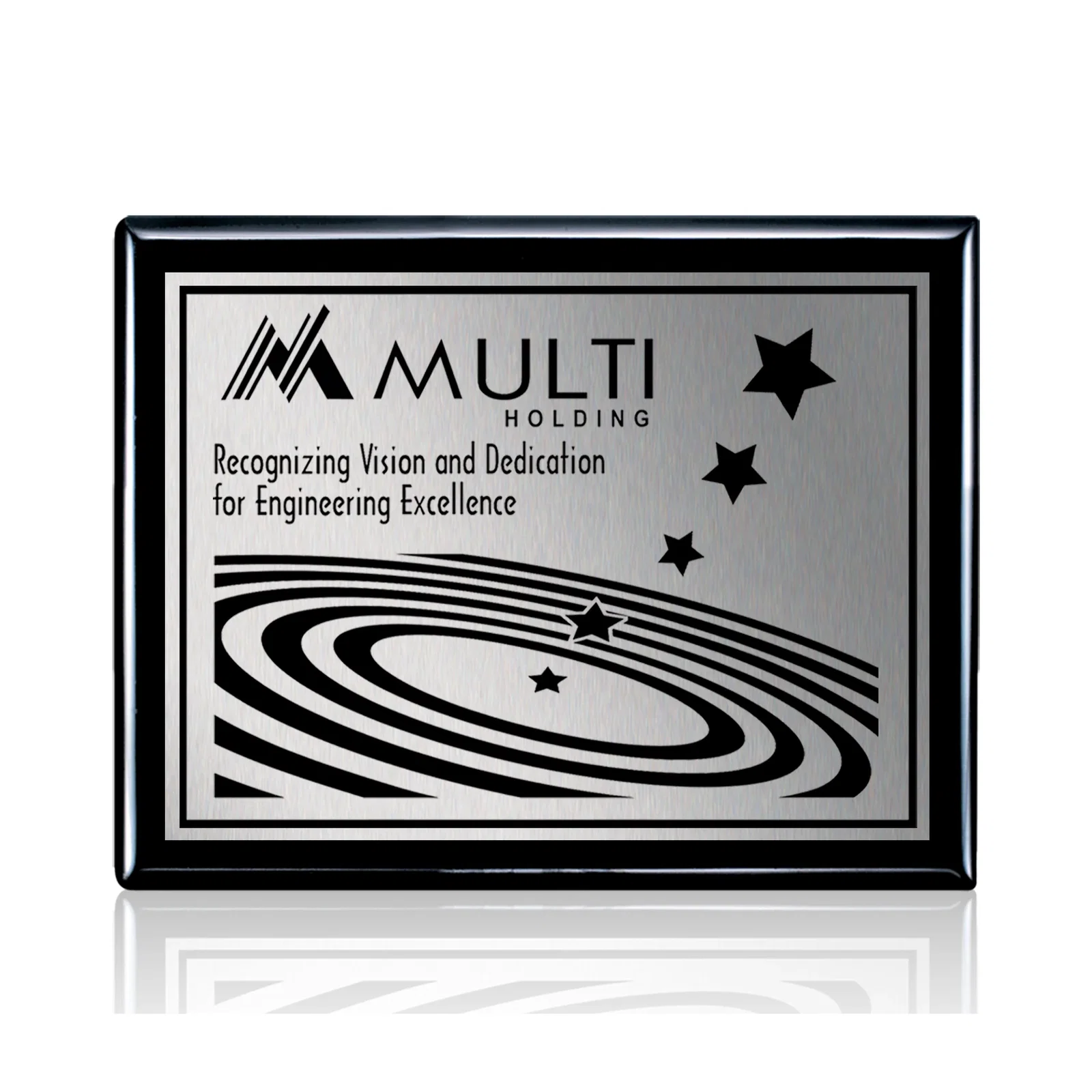 Custom Heat-Fused Aluminum Sublimation Wall Plaque on Black Wood for service anniversary gifts