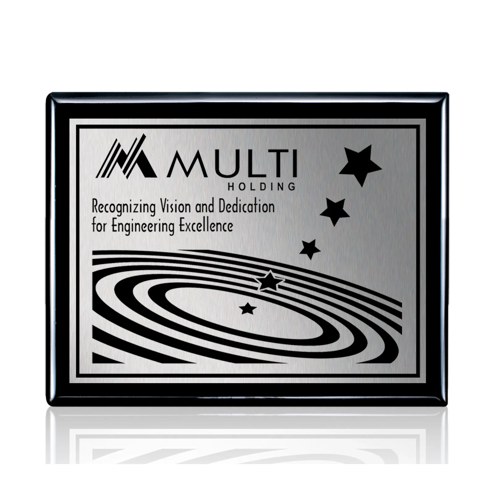 Custom Heat-Fused Aluminum Sublimation Wall Plaque on Black Wood for sales achievement awards