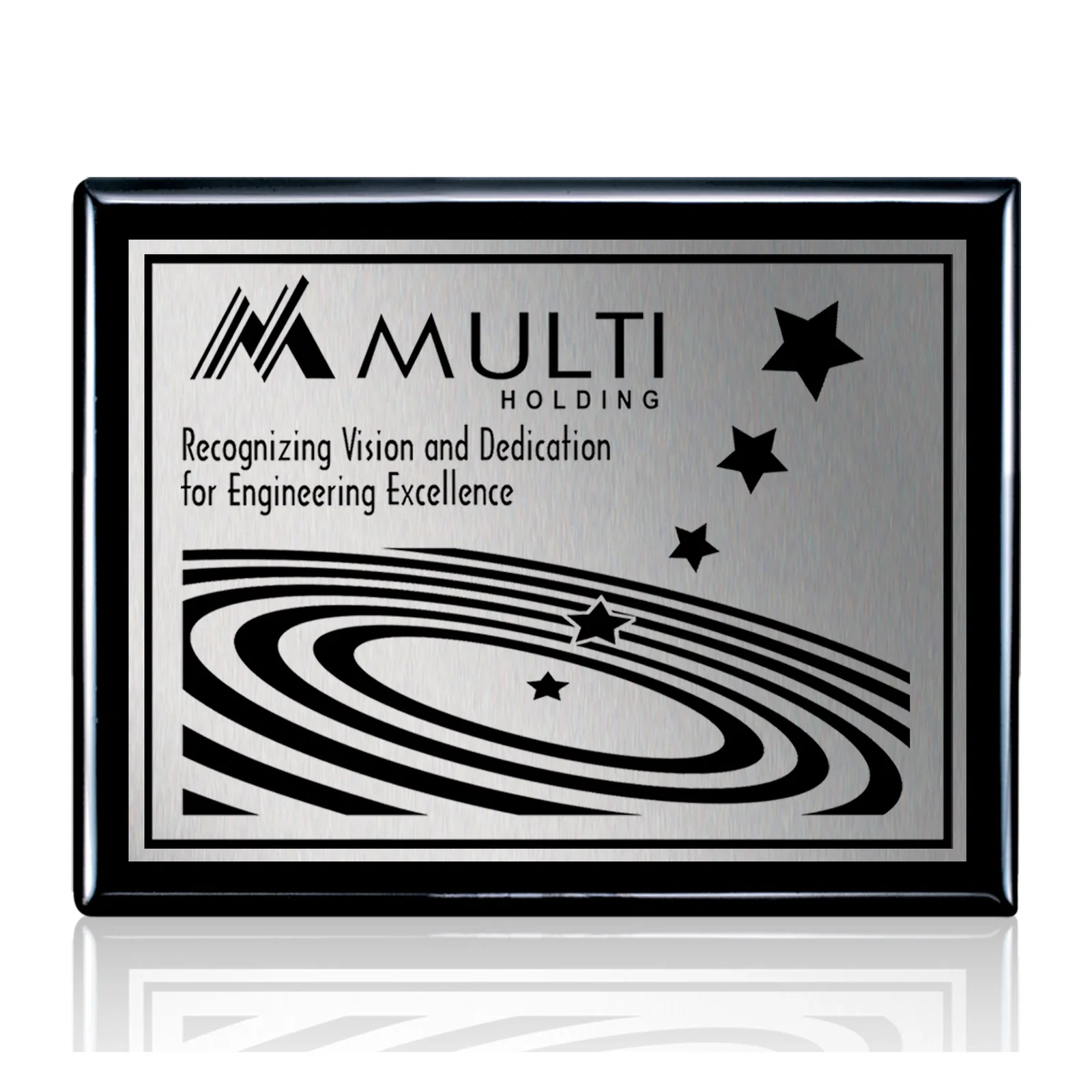Custom Heat-Fused Aluminum Sublimation Wall Plaque on Black Wood for team milestone celebrations