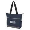 Logo Carter Quilted Tote Bag in Navy With Gray