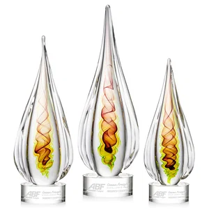 Color Ribbon Art Glass Teardrop Award - Carterra