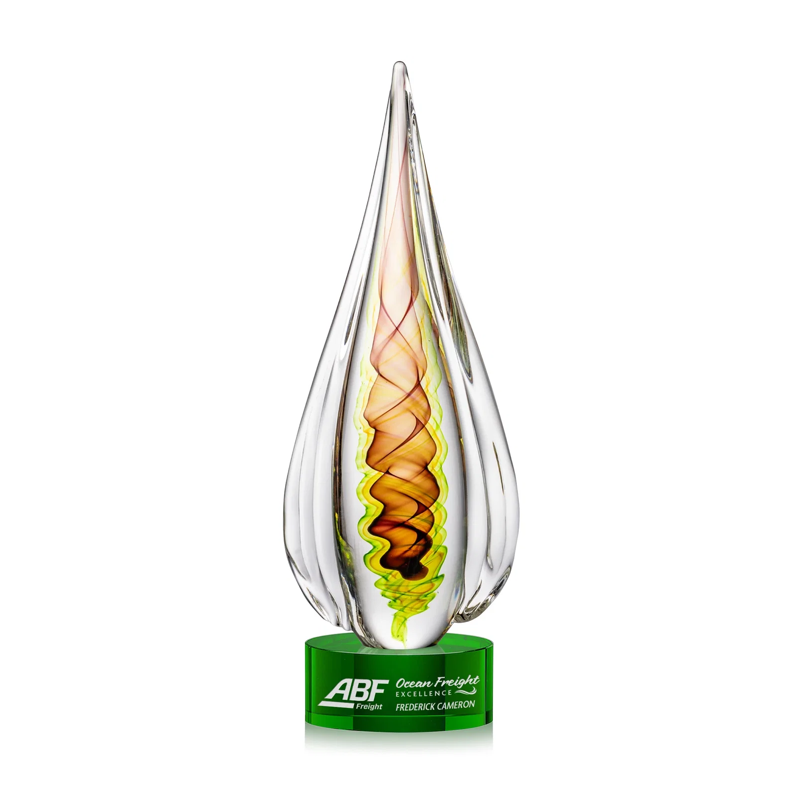 Personalized Color Ribbon Art Glass Teardrop Award - Carterra for employee recognition