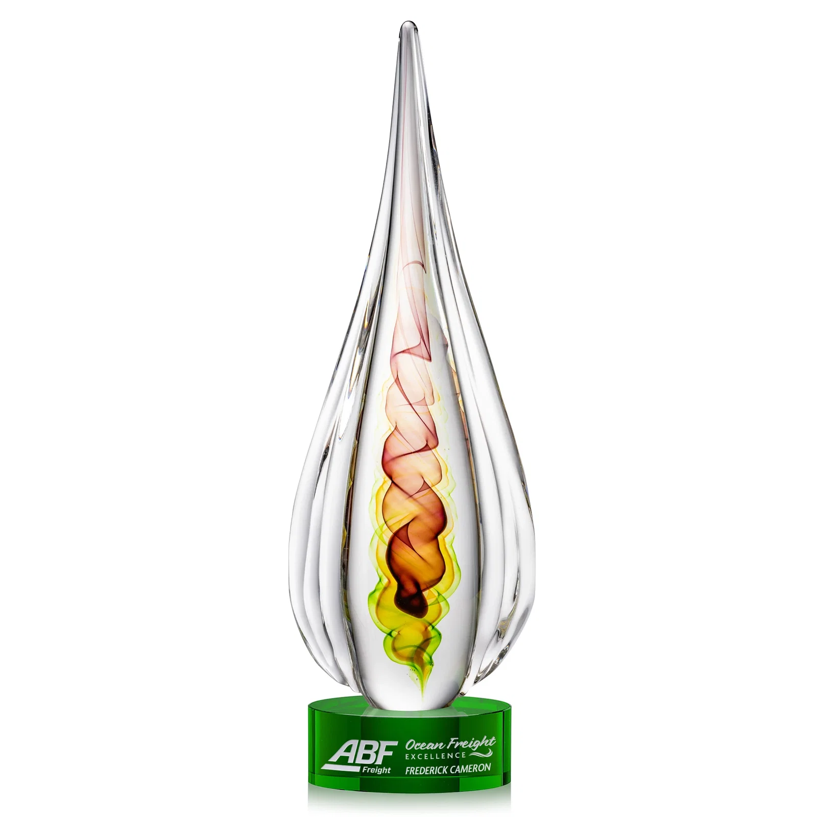 Personalized Color Ribbon Art Glass Teardrop Award - Carterra for service anniversary gifts