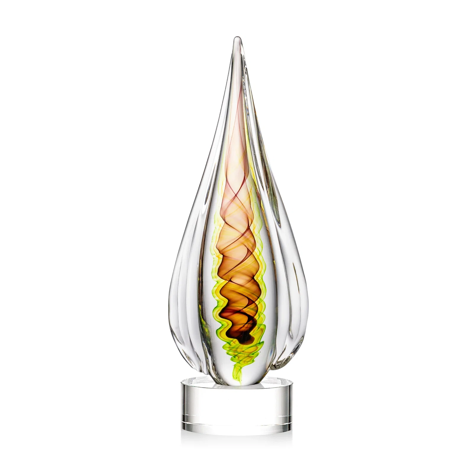 Personalized Color Ribbon Art Glass Teardrop Award - Carterra for retirement presentations