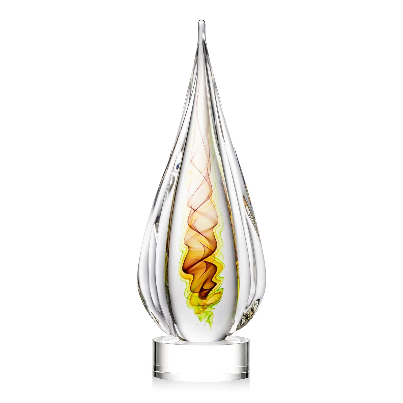 Personalized Color Ribbon Art Glass Teardrop Award - Carterra for team milestone celebrations