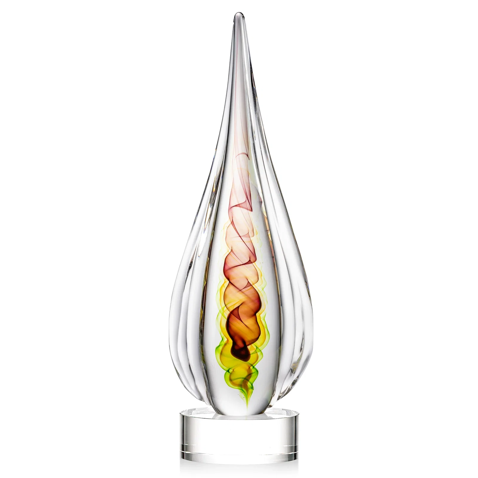 Personalized Color Ribbon Art Glass Teardrop Award - Carterra for donor appreciation