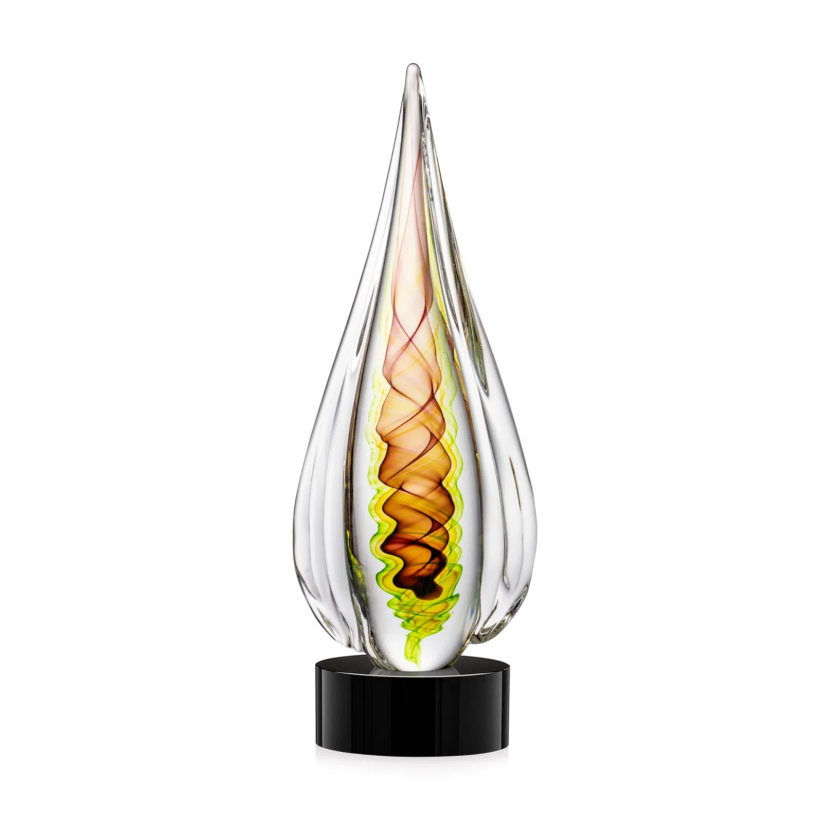 Personalized Color Ribbon Art Glass Teardrop Award - Carterra for graduation ceremonies