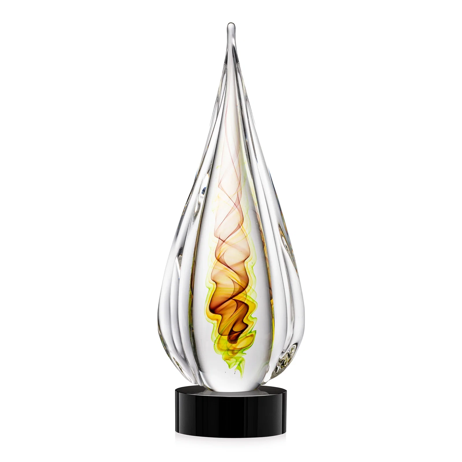 Personalized Color Ribbon Art Glass Teardrop Award - Carterra for safety achievement programs