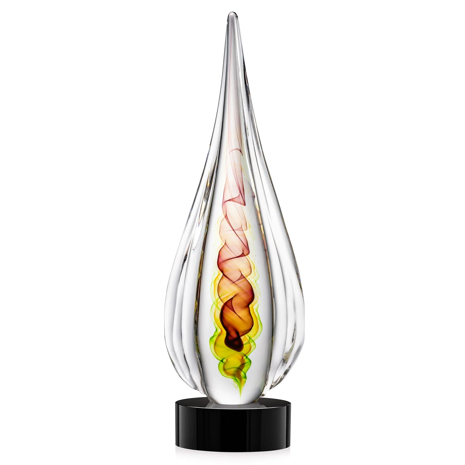 Personalized Color Ribbon Art Glass Teardrop Award - Carterra for volunteer appreciation