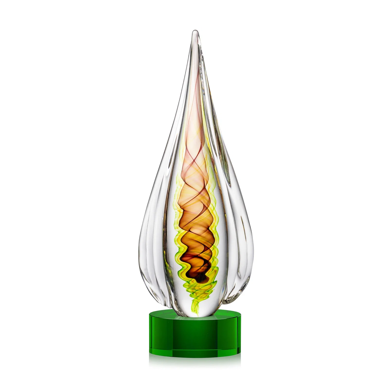Personalized Color Ribbon Art Glass Teardrop Award - Carterra for dealer and partner awards