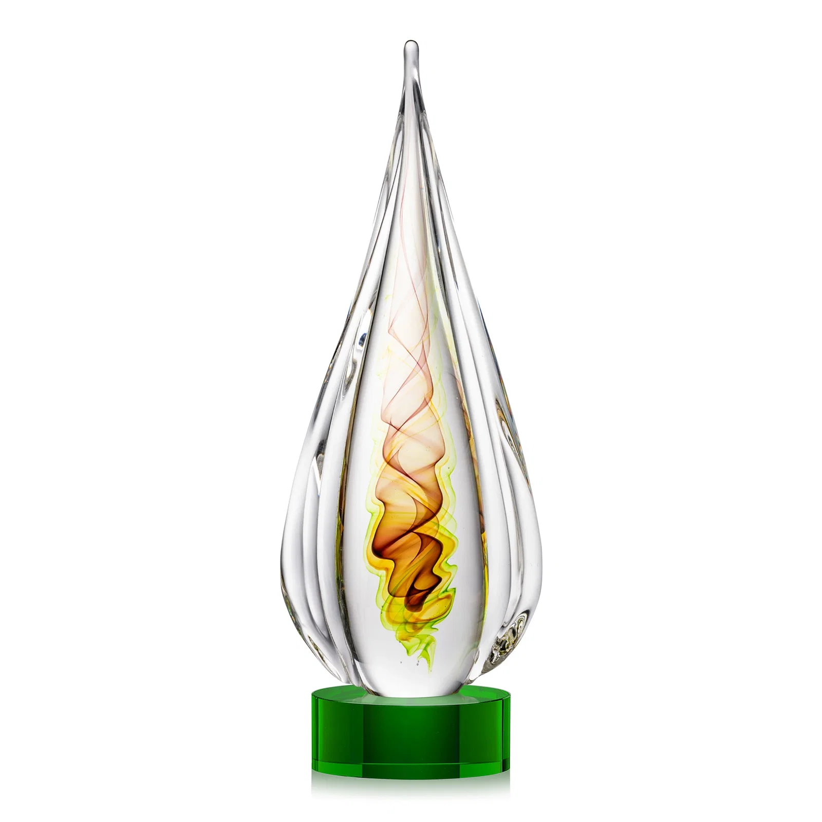 Personalized Color Ribbon Art Glass Teardrop Award - Carterra for company anniversary events