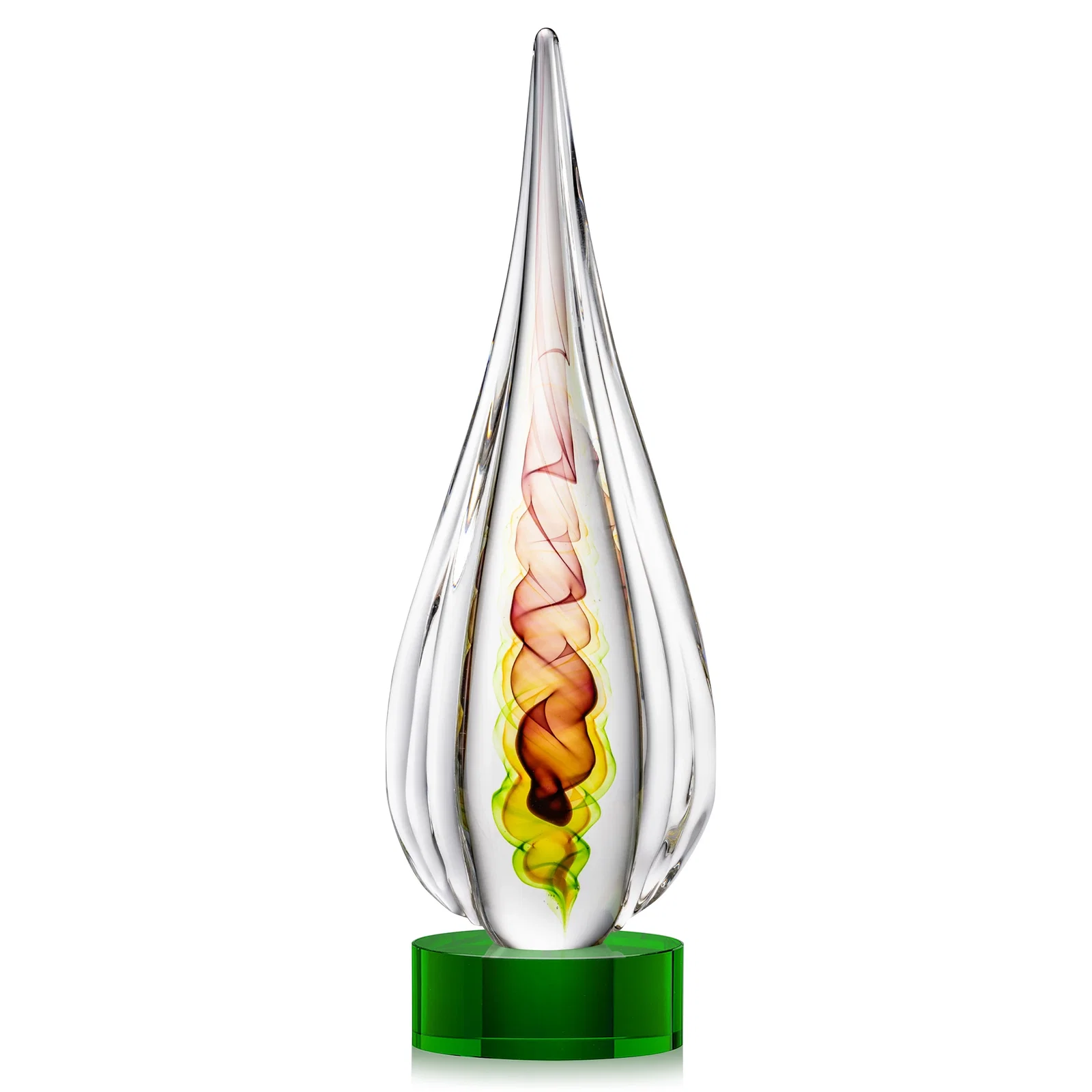 Promotional Color Ribbon Art Glass Teardrop Award - Carterra for employee recognition