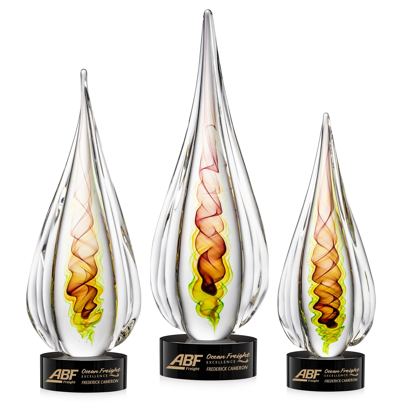 Custom Color Ribbon Art Glass Teardrop Award - Carterra for donor appreciation