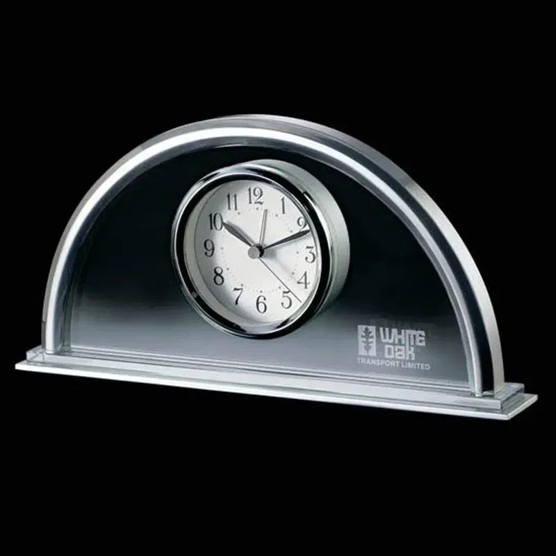 Elegant Chrome Custom Logo Clock β view 1
