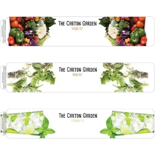Wooden seed stakes and starter pods in recycled egg carton garden kit