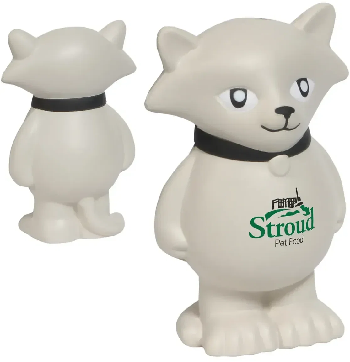 Cartoon Cat Stress Reliever side view, branded custom cartoon cat squeeze toy for pet brands