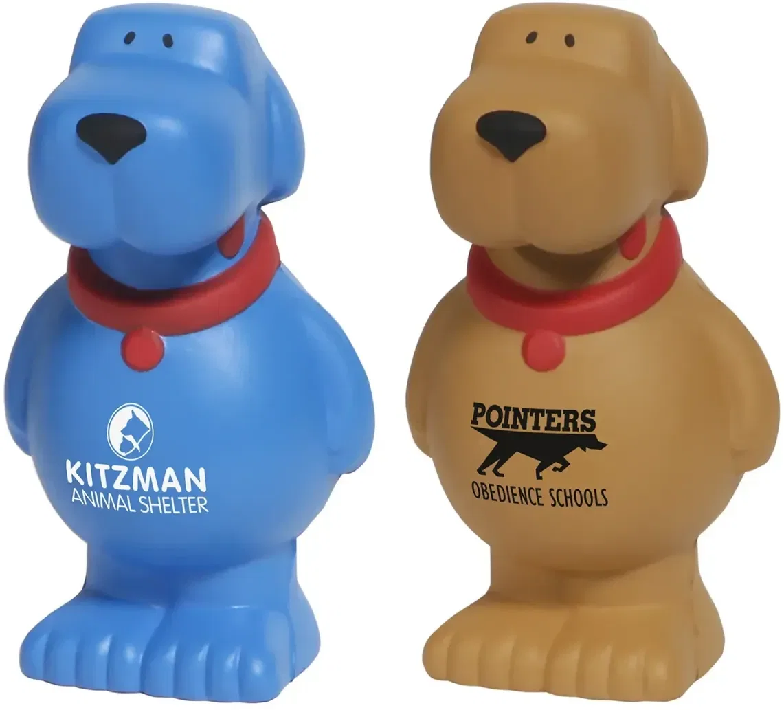 Cartoon Dog Stress Reliever hero shot, custom cartoon-pup promotional stress ball with logo