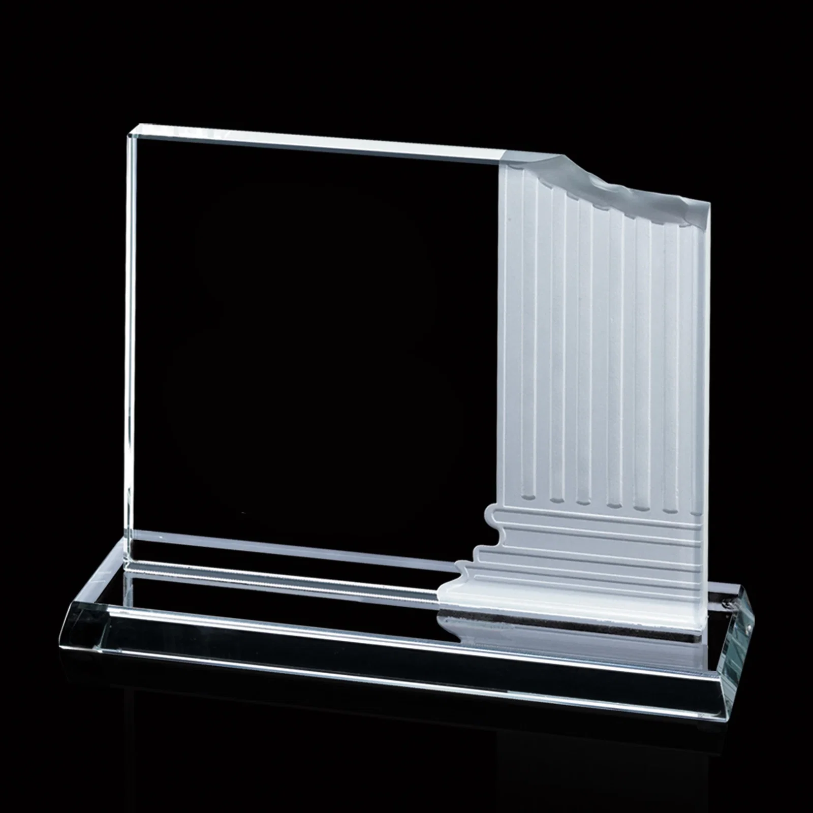 Personalized Starfire Or Jade Glass Award With Carved Ionic Pillars for retirement presentations