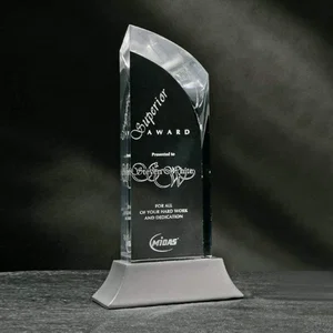 Acrylic Tower Award on Satin Silver Stonecast Base