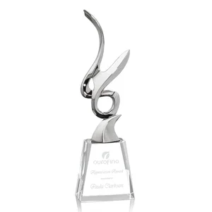Cast Metal Figure on an Optical or Black Crystal Base