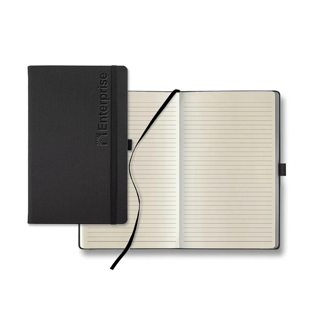 Castelli All Metal Medio Lined Ivory Page Journal — Jacket Color: Black & Silver