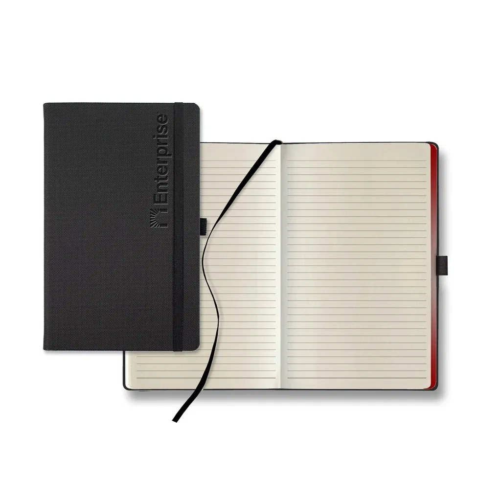 Castelli All Metal Medio Lined Ivory Page Journal — Jacket Color: Black & Red — view 2