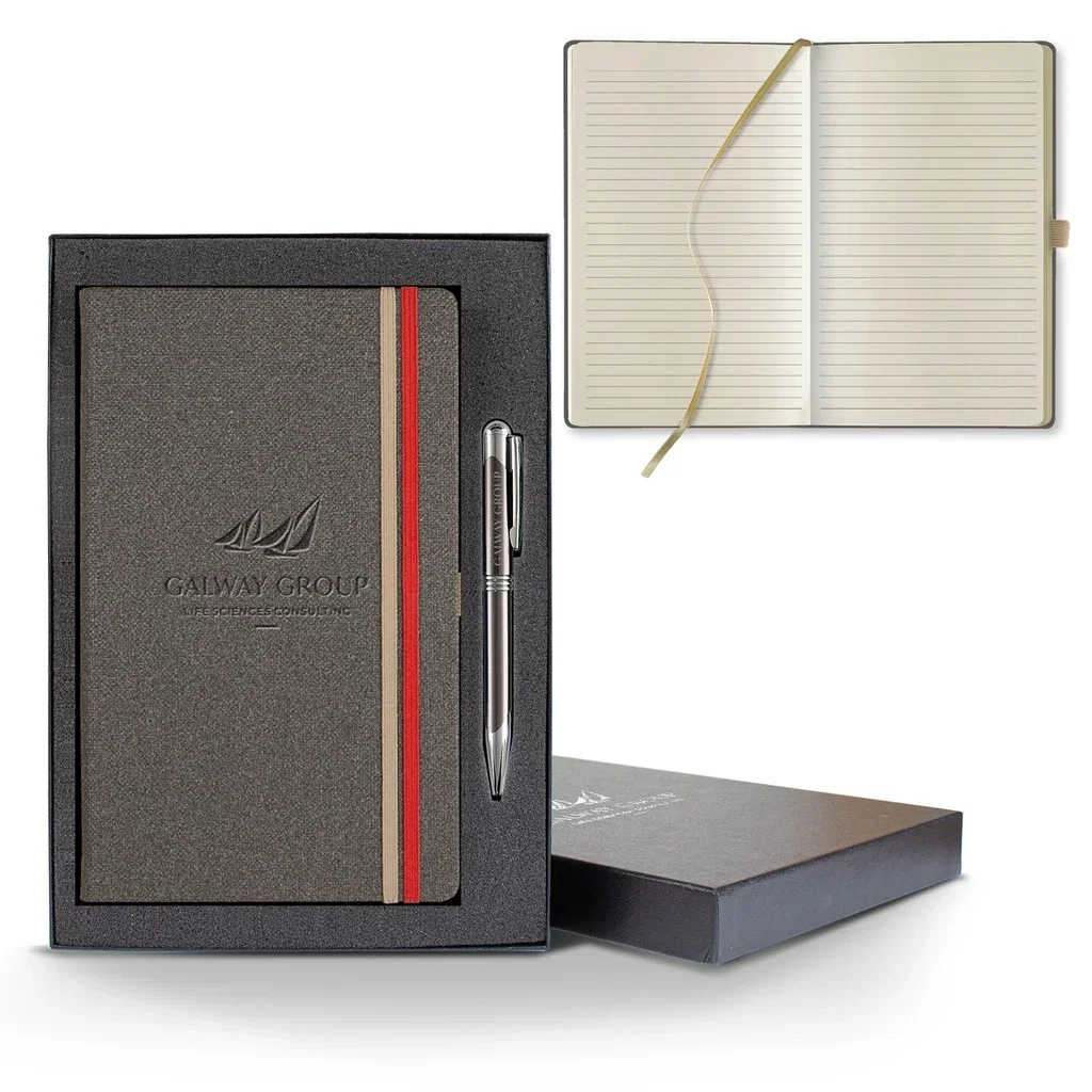 Castelli Bi Band Medio Lined Ivory Page Journal Gift Set — Jacket Color: Dark Gray,Pen Color: Gun Metal — view 4