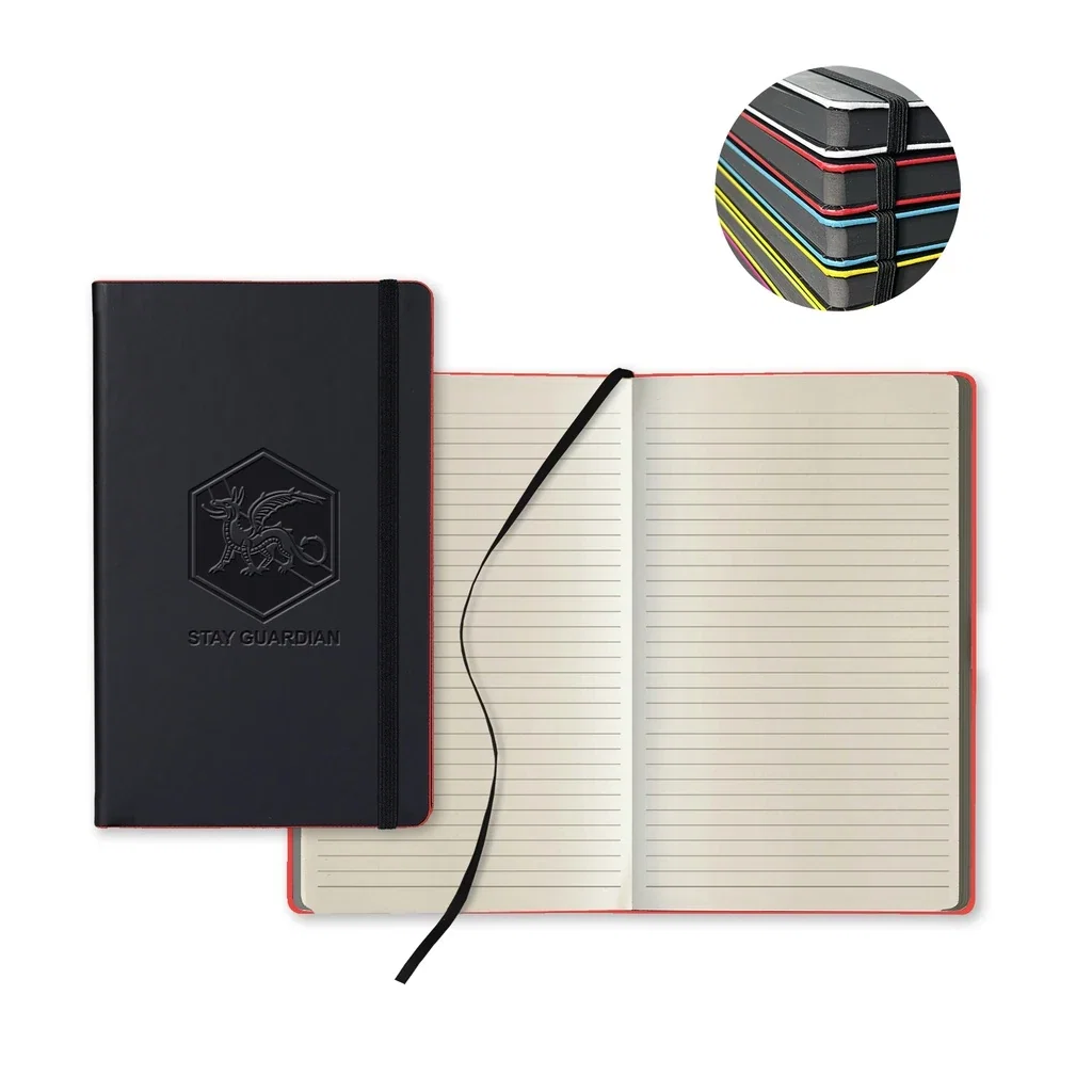 Castelli Black Laser Medio Lined Ivory Page Journal — Jacket Color: Black/Red — view 3