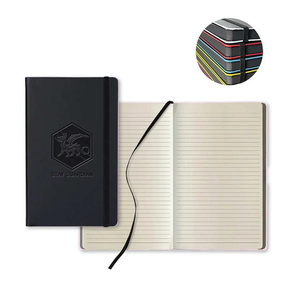 Castelli Black Laser Medio Lined Ivory Page Journal — Jacket Color: Black/Pink — view 4