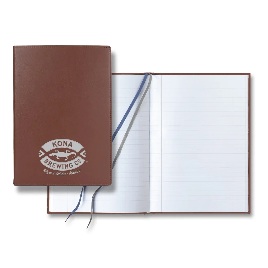 Custom Calf Leather Medium Journal — Jacket Color: Cognac — view 2