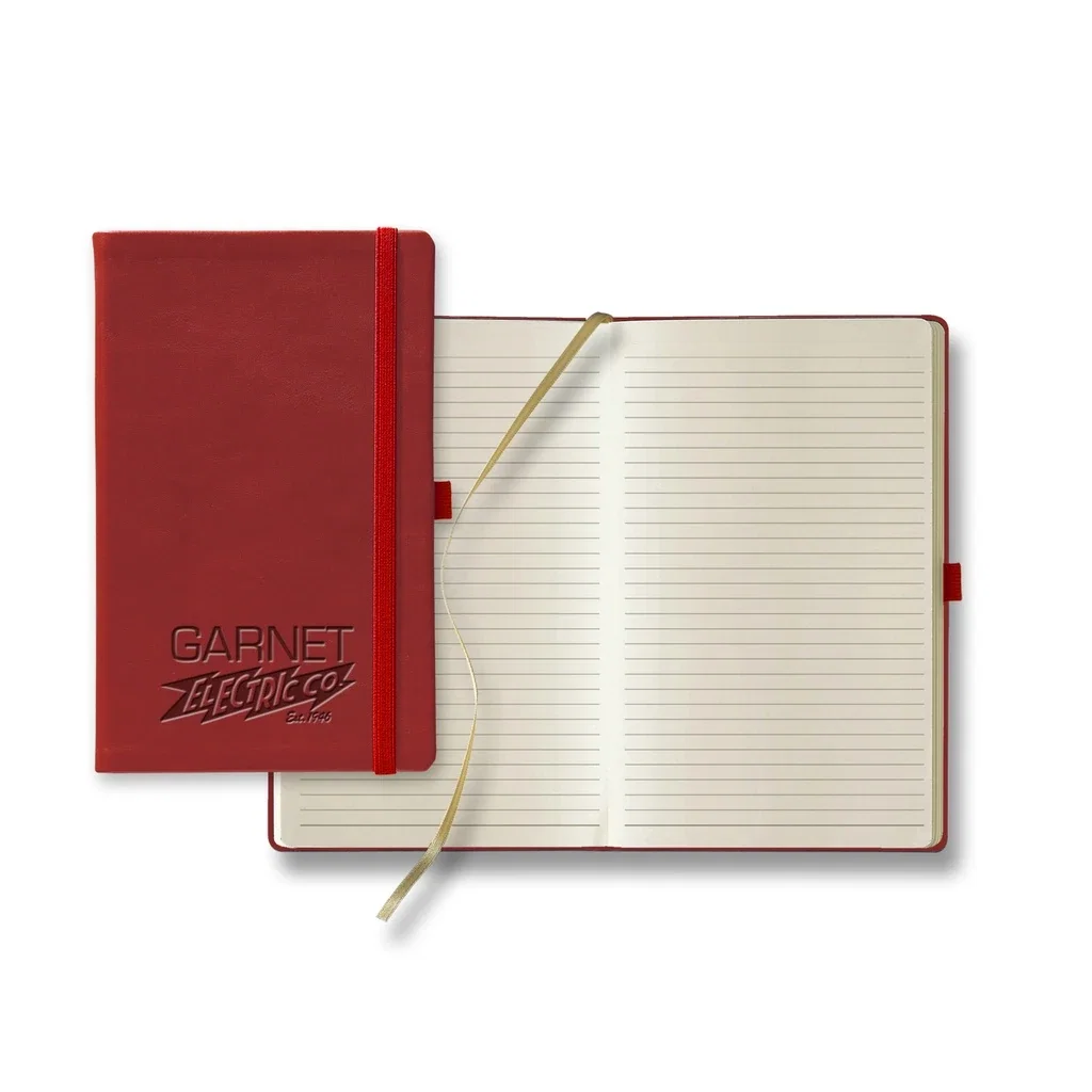 Calf Leather Ivory Mid Size Lined Page — Jacket Color: Red — view 2