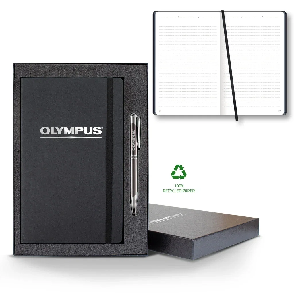 Castelli Carapace Medio Lined Recycled White Page Journal Gift Set — Jacket Color: Midnight,Pen Color: Gun Metal — view 4
