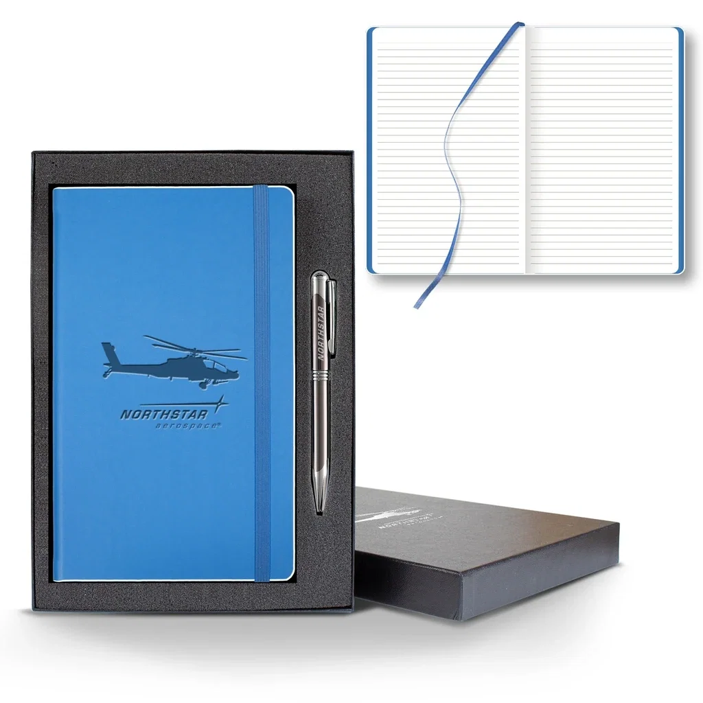 Castelli Color Laser Medio Lined White Page Journal Gift Set — Jacket Color: Turquoise - White Border,Pen Color: Gun Metal — view 2