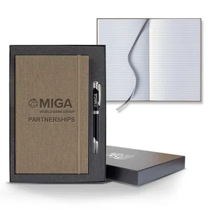 Castelli Linen Banded Journal Gift Set, 5.25" x 8.38", 192-Page White, Elastic-Band Closure
