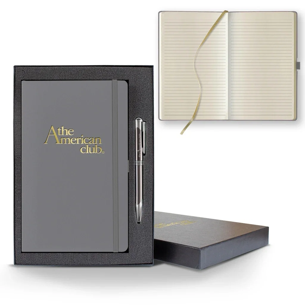 Castelli Matra Medio Lined Ivory Page Journal Gift Set — Jacket Color: Gray,Pen Color: Gun Metal — view 4