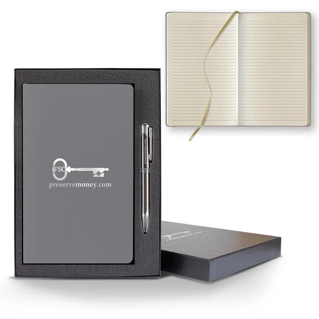 Castelli Matra Slim Medio Lined Ivory Page Journal Gift Set — Jacket Color: Gray,Pen Color: Gun Metal — view 4