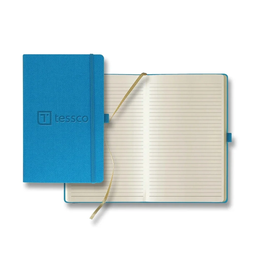 Castelli Montana Medio Lined Ivory Page Journal — Jacket Color: Sky Blue — view 3