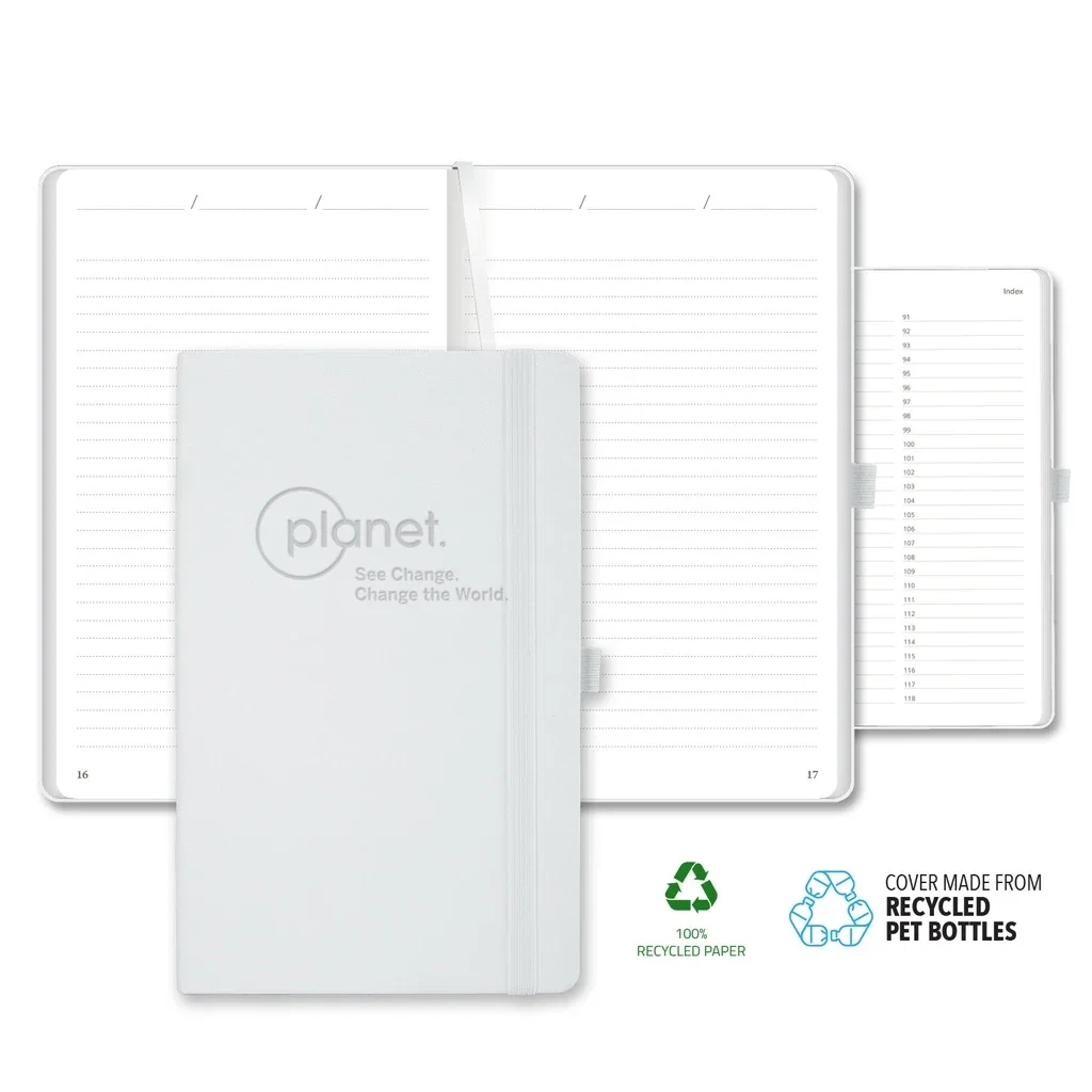 Castelli Oceano ECO rPET Medio Lined Recycled White Page Journal — Jacket Color: White — view 3