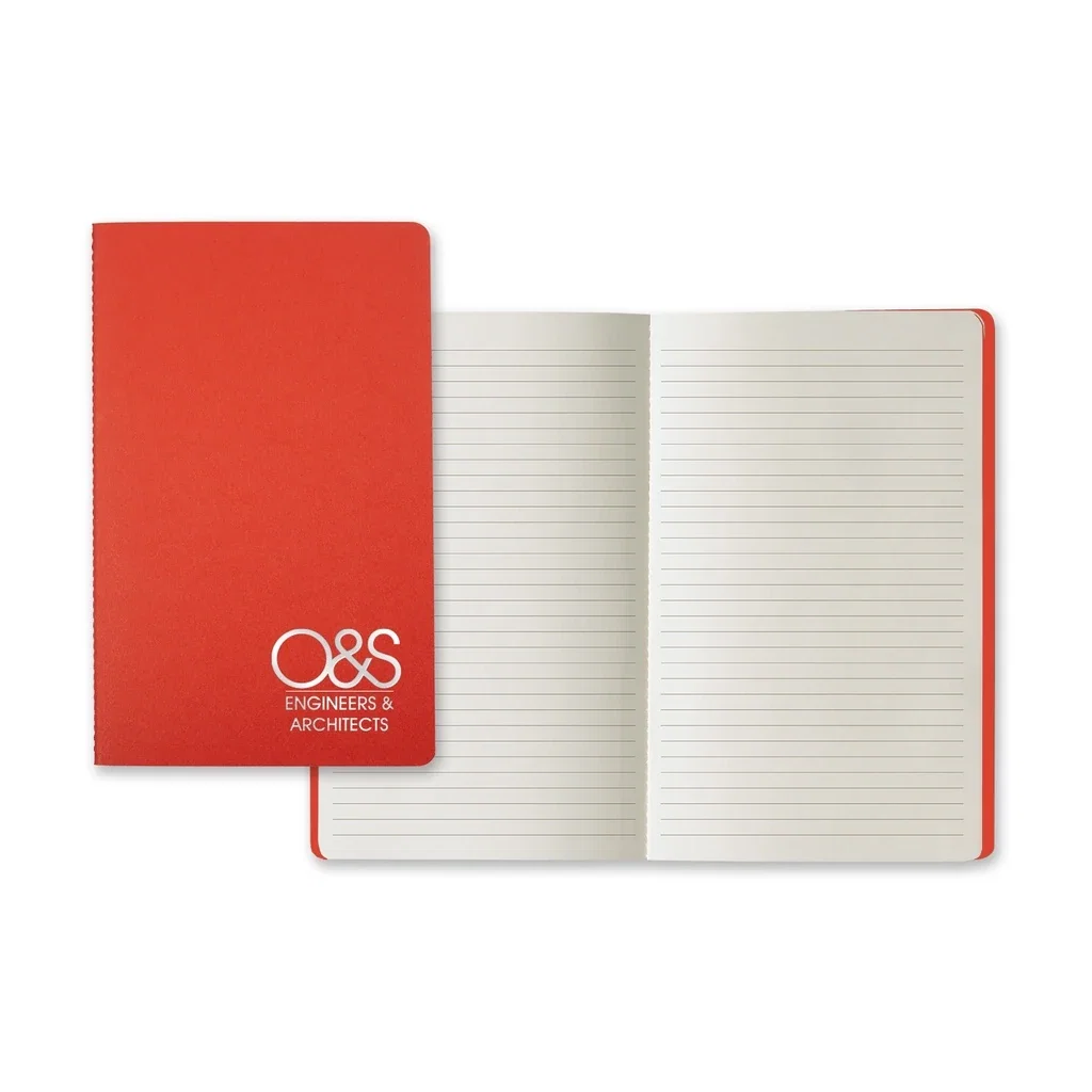 Castelli Prisma Medio Saddle Stitched Lined Ivory Page Journal — Jacket Color: Scarlet — view 2