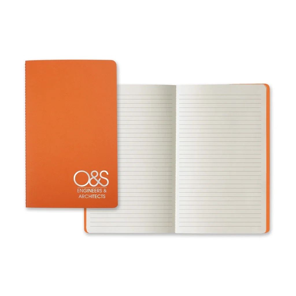 Castelli Prisma Medio Saddle Stitched Lined Ivory Page Journal — Jacket Color: Tangerine — view 3