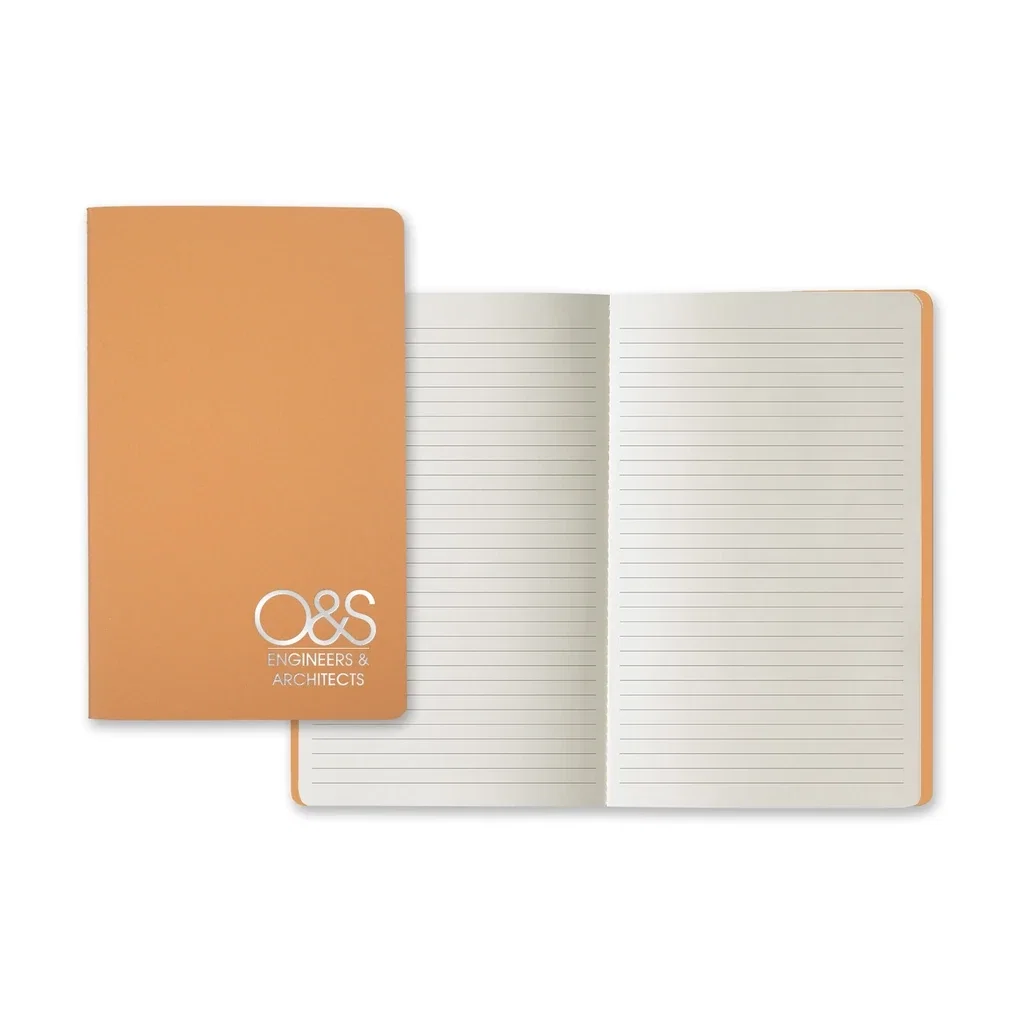 Castelli Prisma Medio Saddle Stitched Lined Ivory Page Journal — Jacket Color: Tobacco — view 4