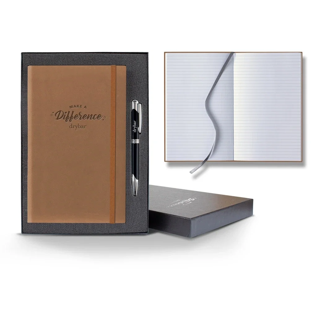 Tucson Banded Medium Journal Gift Set — Jacket Color: Beige,Pen Color: Black Pen — view 2