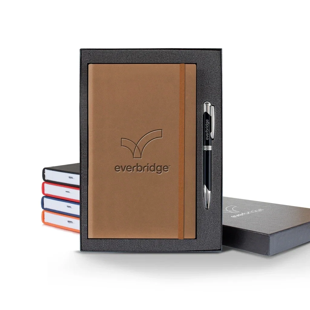 Tucson Banded Medium Journal Gift Set — Jacket Color: Beige,Pen Color: Gun Metal — view 3