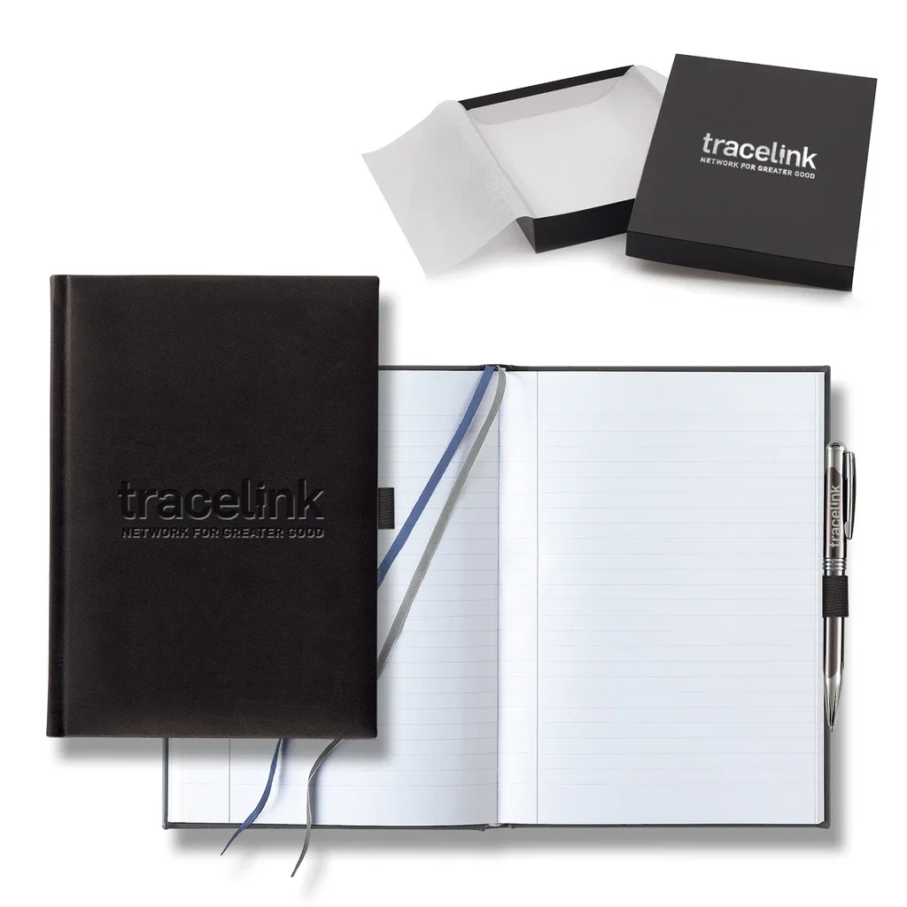 Tucson Medium Journal Pen Loop, Pen and Gift Box — Jacket Color: Black,Pen Color: Gun Metal — view 3