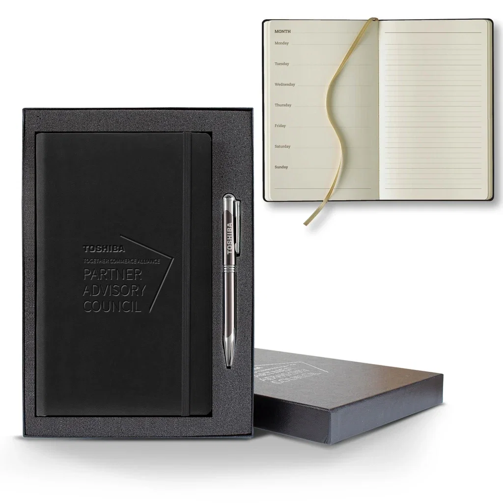 Castelli Tucson Medio Ivory Page Perpetual Weekly Notes Gift Set — Jacket Color: Black,Pen Color: Gun Metal — view 4