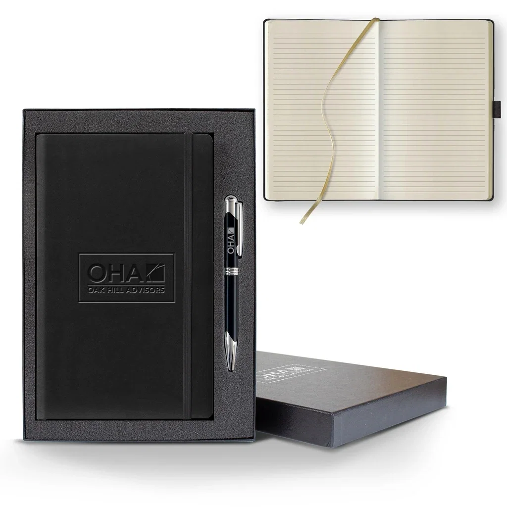 Castelli Tucson Medio Lined Ivory Page Journal Gift Set — Jacket Color: Black,Pen Color: Black Pen — view 3